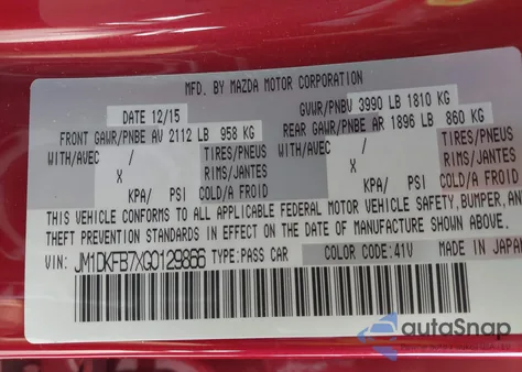 2016 Mazda Cx-3 Sport z USA, uszkodzony, nr VIN JM1DKFB7XG0129866